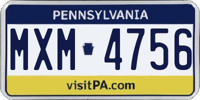 PA license plate MXM4756