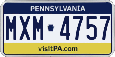 PA license plate MXM4757