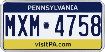 PA license plate MXM4758