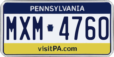 PA license plate MXM4760