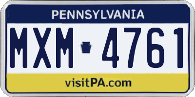 PA license plate MXM4761
