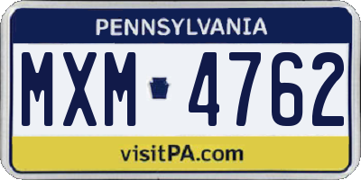 PA license plate MXM4762