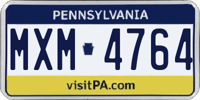 PA license plate MXM4764