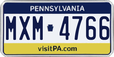 PA license plate MXM4766