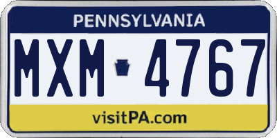 PA license plate MXM4767