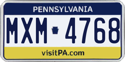PA license plate MXM4768