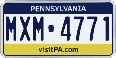 PA license plate MXM4771