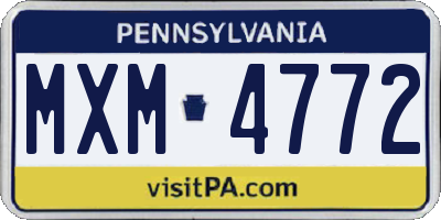 PA license plate MXM4772