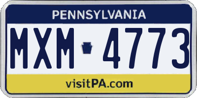 PA license plate MXM4773
