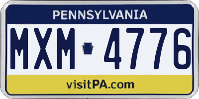 PA license plate MXM4776