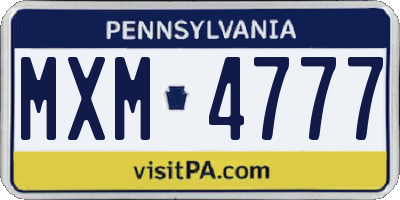 PA license plate MXM4777