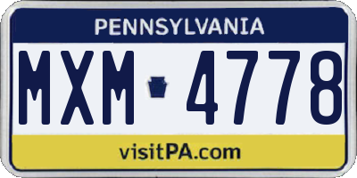 PA license plate MXM4778