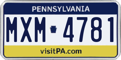 PA license plate MXM4781