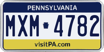 PA license plate MXM4782