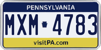 PA license plate MXM4783