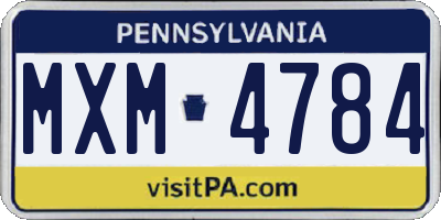 PA license plate MXM4784