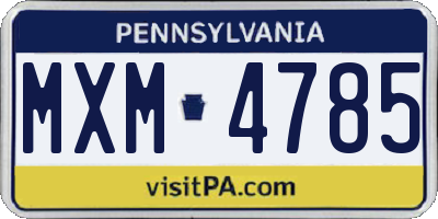 PA license plate MXM4785