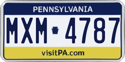 PA license plate MXM4787