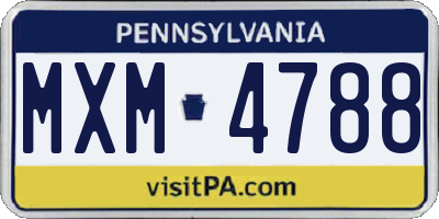 PA license plate MXM4788