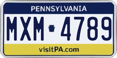 PA license plate MXM4789