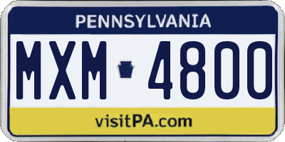 PA license plate MXM4800