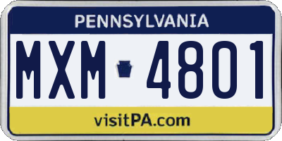 PA license plate MXM4801