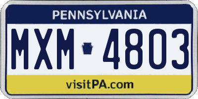 PA license plate MXM4803