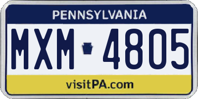 PA license plate MXM4805