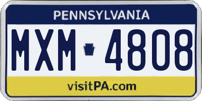 PA license plate MXM4808
