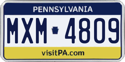 PA license plate MXM4809