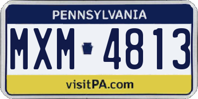 PA license plate MXM4813
