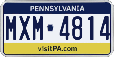 PA license plate MXM4814