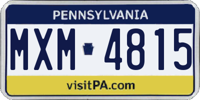 PA license plate MXM4815