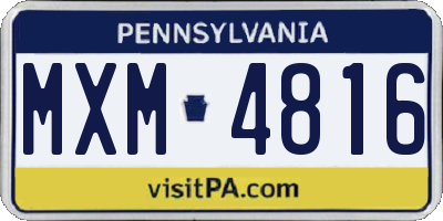 PA license plate MXM4816