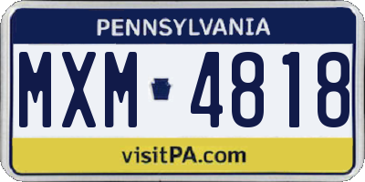 PA license plate MXM4818