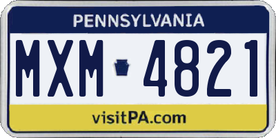 PA license plate MXM4821