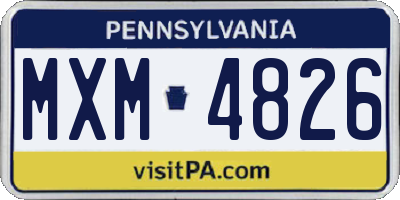 PA license plate MXM4826