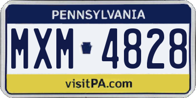PA license plate MXM4828