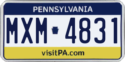 PA license plate MXM4831