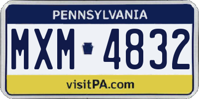 PA license plate MXM4832