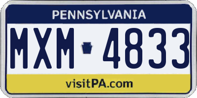 PA license plate MXM4833