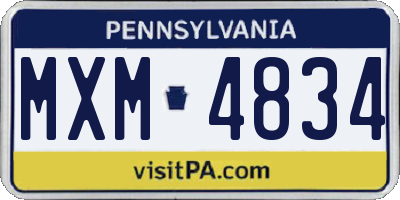 PA license plate MXM4834