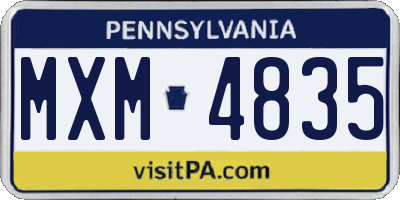 PA license plate MXM4835