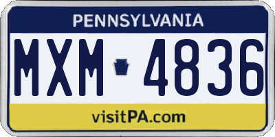 PA license plate MXM4836