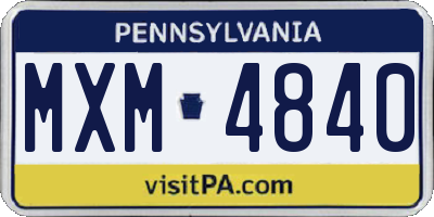PA license plate MXM4840