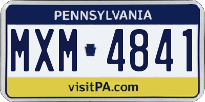 PA license plate MXM4841