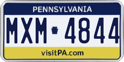 PA license plate MXM4844