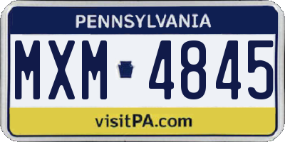 PA license plate MXM4845