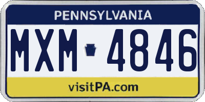 PA license plate MXM4846