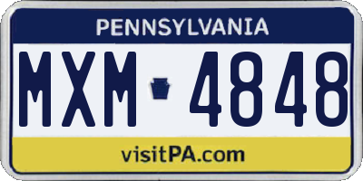 PA license plate MXM4848